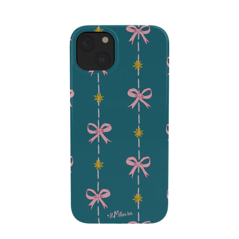 H Miller Ink Illustration Cute Hair Bows Stars in Teal Phone Case