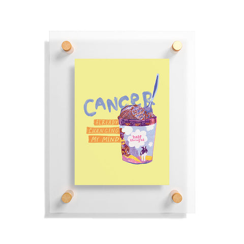 H Miller Ink Illustration Emo Cancer in Calming Yellow Floating Acrylic Print