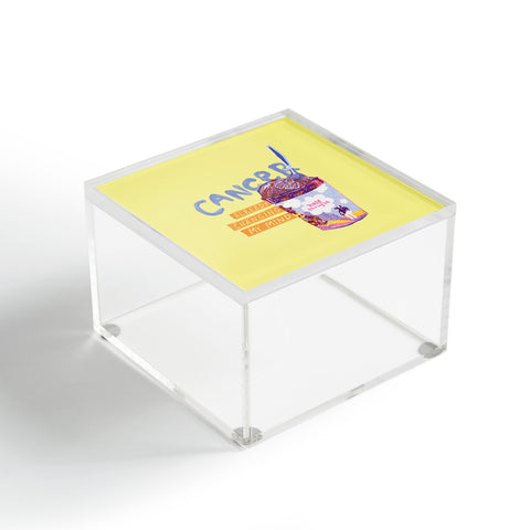 H Miller Ink Illustration Emo Cancer in Calming Yellow Acrylic Box