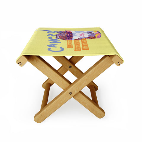 H Miller Ink Illustration Emo Cancer in Calming Yellow Folding Stool