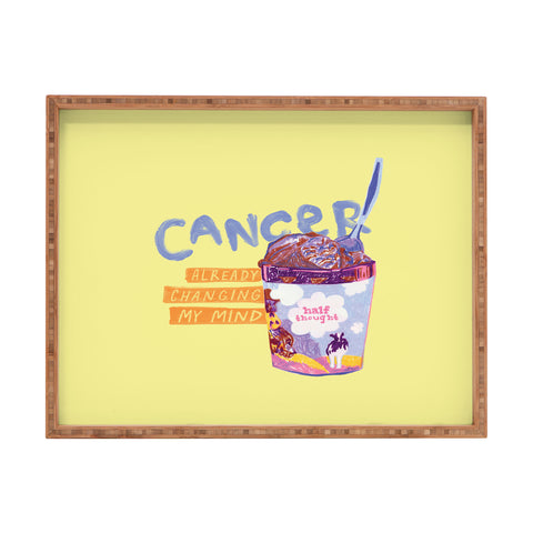 H Miller Ink Illustration Emo Cancer in Calming Yellow Rectangular Tray