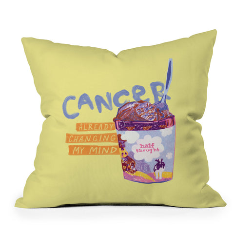 H Miller Ink Illustration Emo Cancer in Calming Yellow Throw Pillow