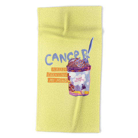 H Miller Ink Illustration Emo Cancer in Calming Yellow Beach Towel