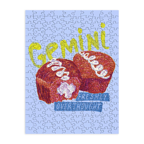 H Miller Ink Illustration Gemini Twins in Lavender Blue Puzzle