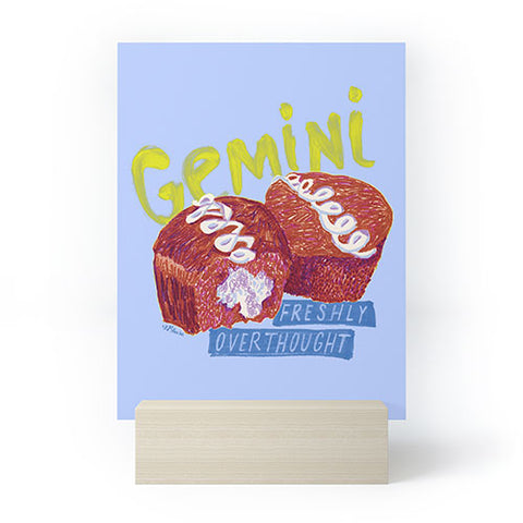 H Miller Ink Illustration Gemini Twins in Lavender Blue Mini Art Print