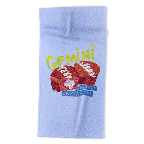 H Miller Ink Illustration Gemini Twins in Lavender Blue Beach Towel