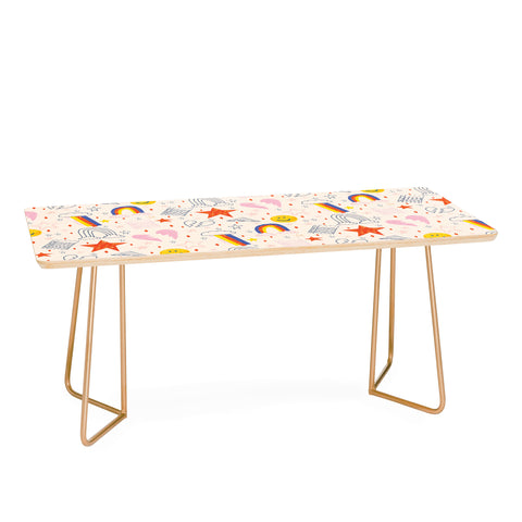 H Miller Ink Illustration Happy Smiley Face Retro Rainbows Coffee Table