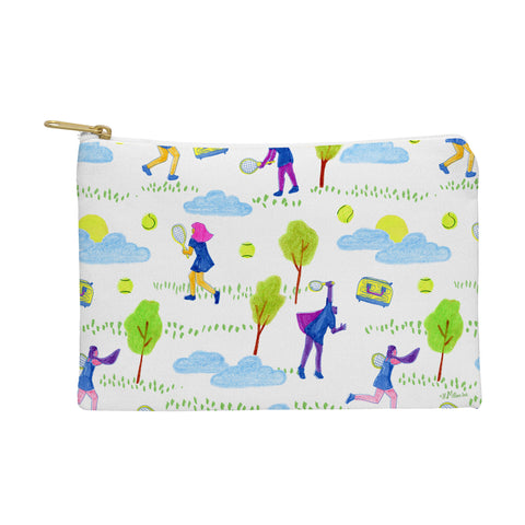 H Miller Ink Illustration Lets Play Tennis in White Pouch
