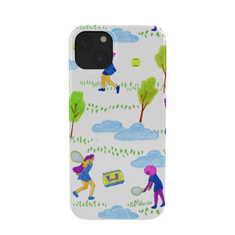 H Miller Ink Illustration Lets Play Tennis in White Phone Case