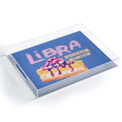 H Miller Ink Illustration Libra Sign in Warm Blue Acrylic Tray
