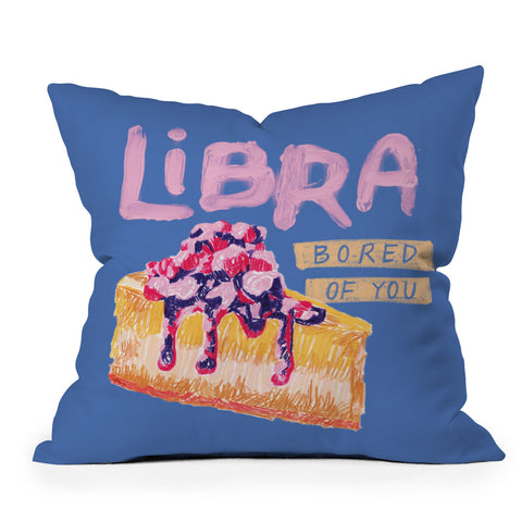 H Miller Ink Illustration Libra Sign in Warm Blue Outdoor Throw Pillow