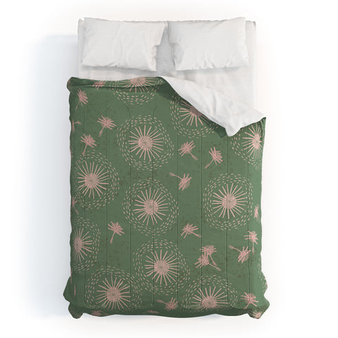 H Miller Ink Illustration Make A Wish Dandelion Pattern Comforter