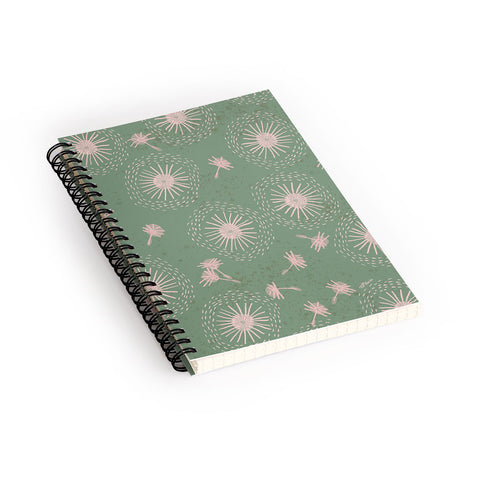 H Miller Ink Illustration Make A Wish Dandelion Pattern Spiral Notebook