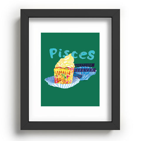 H Miller Ink Illustration Pisces Chill Vibes in Chive Green Recessed Framing Rectangle