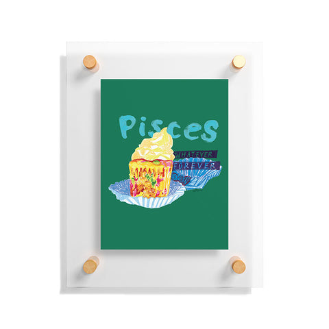 H Miller Ink Illustration Pisces Chill Vibes in Chive Green Floating Acrylic Print