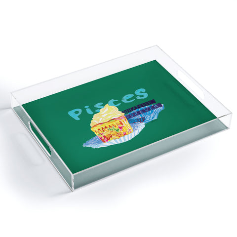 H Miller Ink Illustration Pisces Chill Vibes in Chive Green Acrylic Tray
