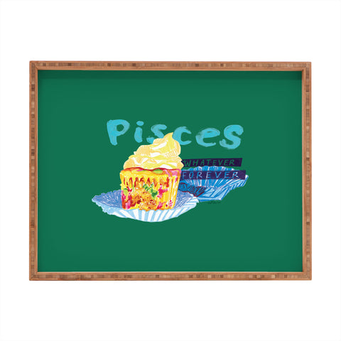 H Miller Ink Illustration Pisces Chill Vibes in Chive Green Rectangular Tray