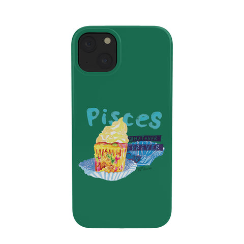 H Miller Ink Illustration Pisces Chill Vibes in Chive Green Phone Case