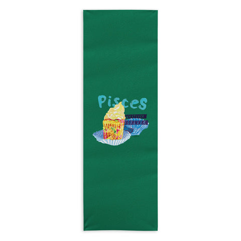 H Miller Ink Illustration Pisces Chill Vibes in Chive Green Yoga Towel