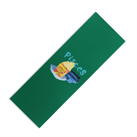 H Miller Ink Illustration Pisces Chill Vibes in Chive Green Yoga Mat