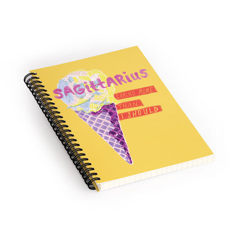 H Miller Ink Illustration Sagittarius Cares in Sunshine Yellow Spiral Notebook