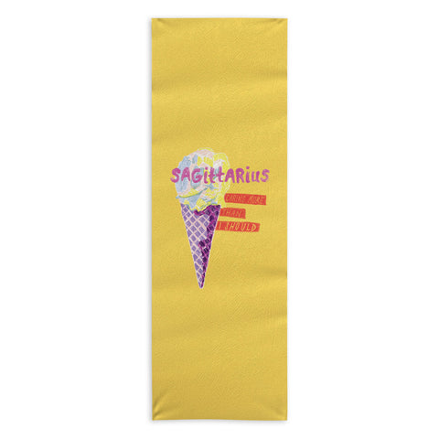 H Miller Ink Illustration Sagittarius Cares in Sunshine Yellow Yoga Towel