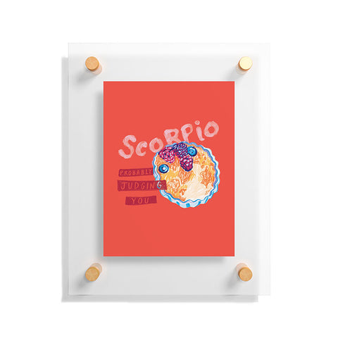 H Miller Ink Illustration Scorpio Mood in Tomato Red Floating Acrylic Print