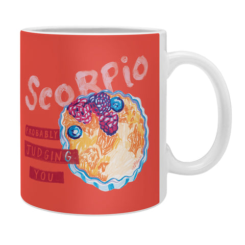H Miller Ink Illustration Scorpio Mood in Tomato Red Coffee Mug