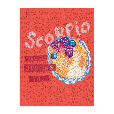 H Miller Ink Illustration Scorpio Mood in Tomato Red Puzzle