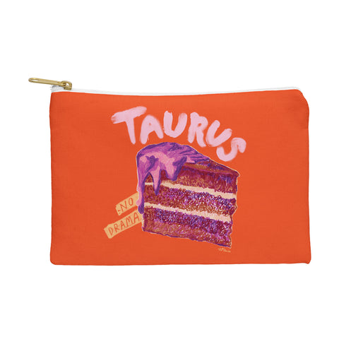 H Miller Ink Illustration Taurus Birthday Cake in Burnt Orange Pouch