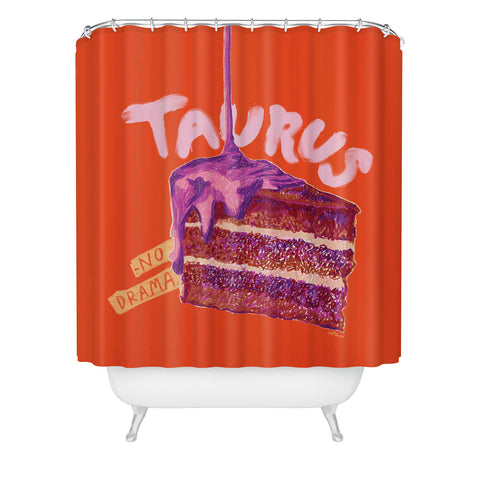 H Miller Ink Illustration Taurus Birthday Cake in Burnt Orange Shower Curtain