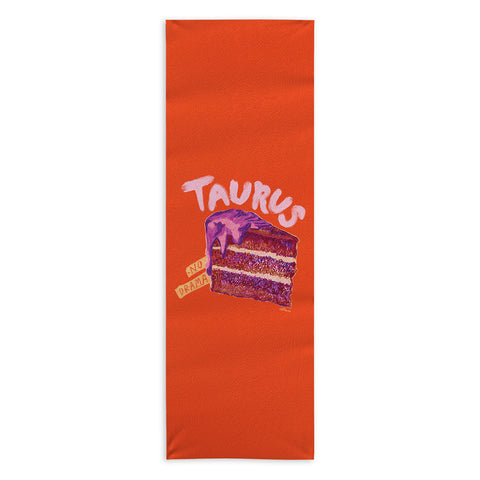 H Miller Ink Illustration Taurus Birthday Cake in Burnt Orange Yoga Towel
