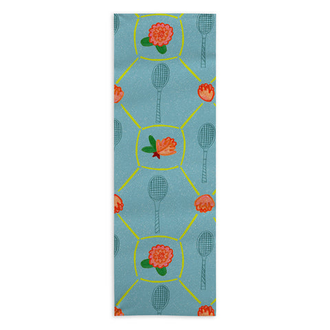 H Miller Ink Illustration Tennis Rackets Roses Yoga Towel
