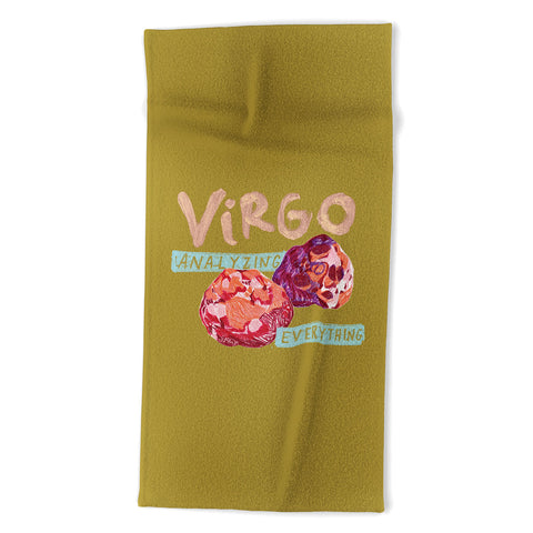 H Miller Ink Illustration Virgo Perfection in Mustard Yellow Beach Towel