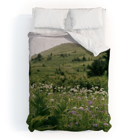 Hannah Kemp Green Wildflower Landscape Comforter