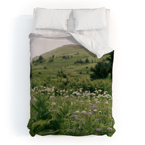 Hannah Kemp Green Wildflower Landscape Duvet Cover