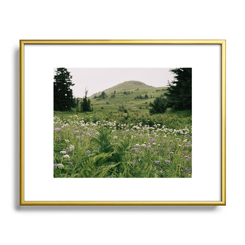 Hannah Kemp Green Wildflower Landscape Metal Framed Art Print