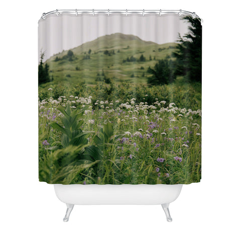 Hannah Kemp Green Wildflower Landscape Shower Curtain