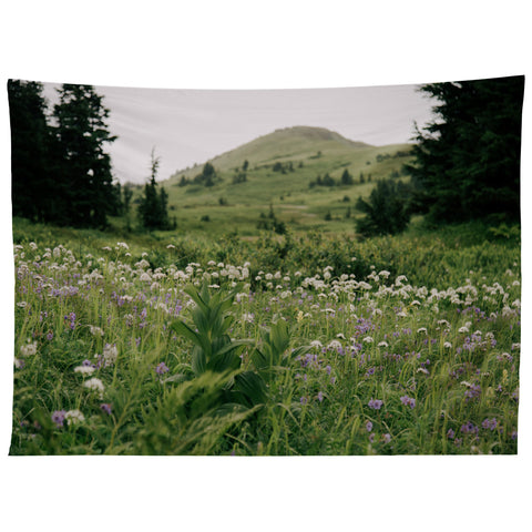Hannah Kemp Green Wildflower Landscape Tapestry