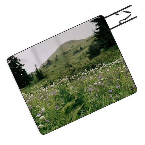 Hannah Kemp Green Wildflower Landscape Picnic Blanket