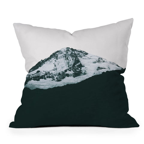 Hannah Kemp Mount Hood Black and White Outdoor Throw Pillow