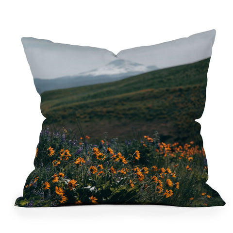 Hannah Kemp Mount Hood Blooms II Outdoor Throw Pillow