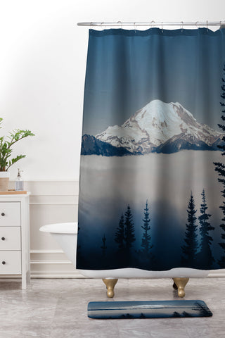 Hannah Kemp Mount Rainier Shower Curtain And Mat