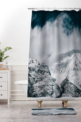 Hannah Kemp Winter Mountain Landscape Shower Curtain And Mat