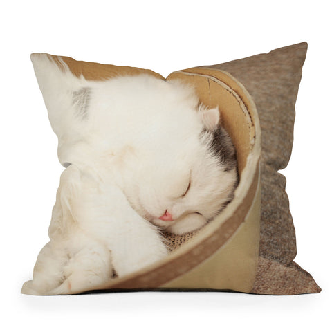Happee Monkee Cute Sleepy Cat Outdoor Throw Pillow