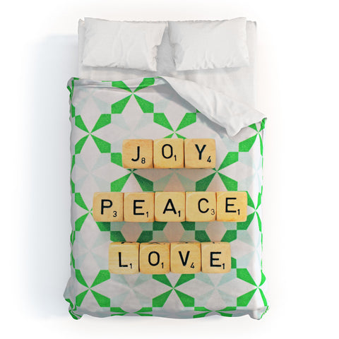 Happee Monkee Joy Peace Love Duvet Cover