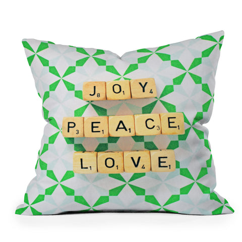 Happee Monkee Joy Peace Love Outdoor Throw Pillow