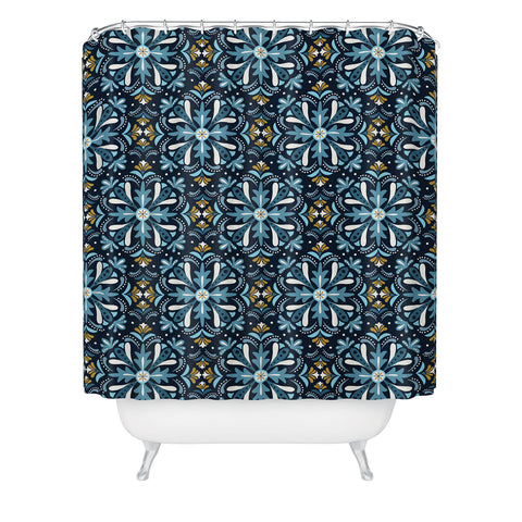 Heather Dutton Andalusia Midnight Blues Shower Curtain