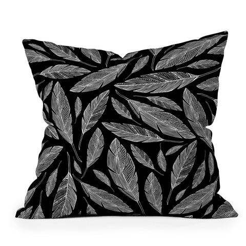 Heather Dutton Float Like A Feather Black Outdoor Throw Pillow