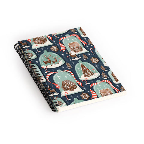 Heather Dutton Gingerbread Village Blue Spiral Notebook